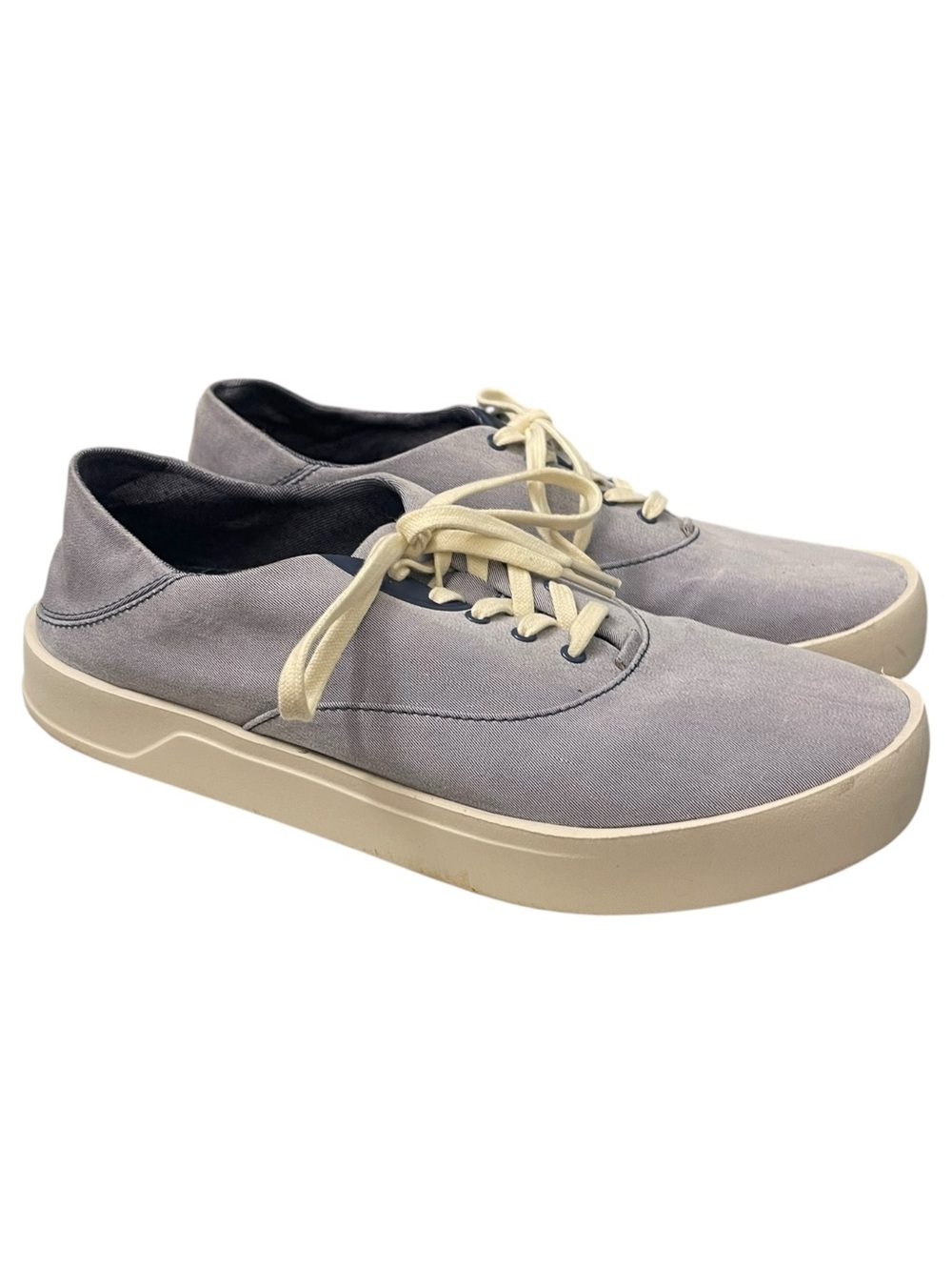 OLUKAI Tradewind Casual Lace-Up Men's Canvas Sneakers in Light Blue/Gray Sz 10
